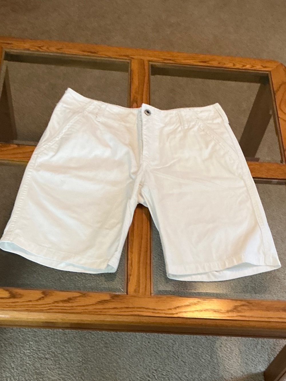 Express Men's White Flat-Front Shorts